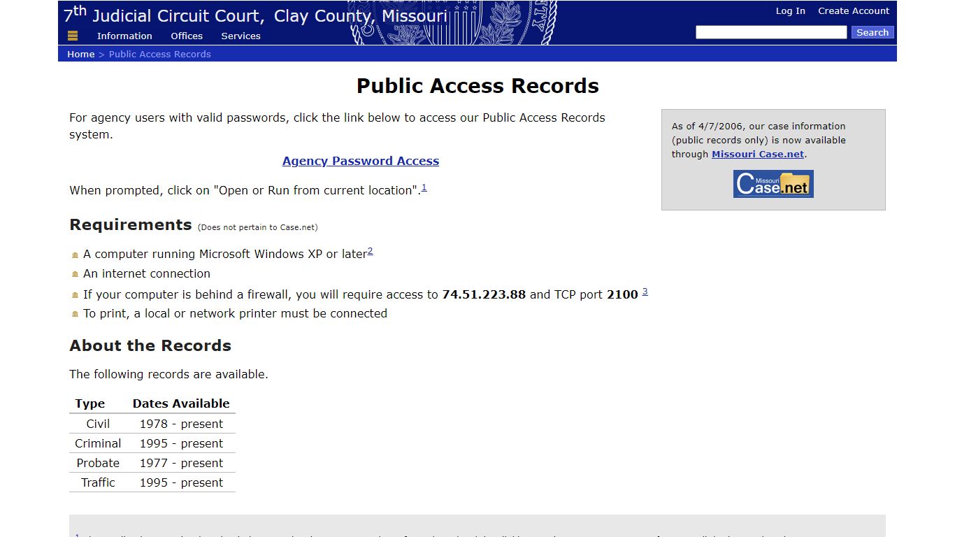 Public Access Records - 7th Judicial Circuit Court of Missouri